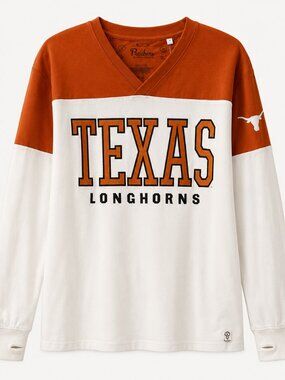 Texas Longhorns Southlawn Daphne LS Vee Neck Jersey Top